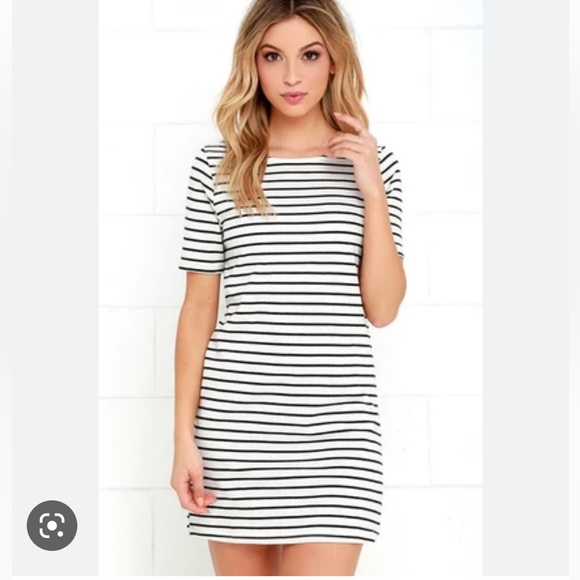 Law Bender black and ivory striped dress - Picture 2 of 8